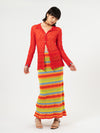 YANYAN KNITS 25 Spring/Summer Woven Lined Maxi Skirt YYK-YYW25-0481-PIN Colorblock